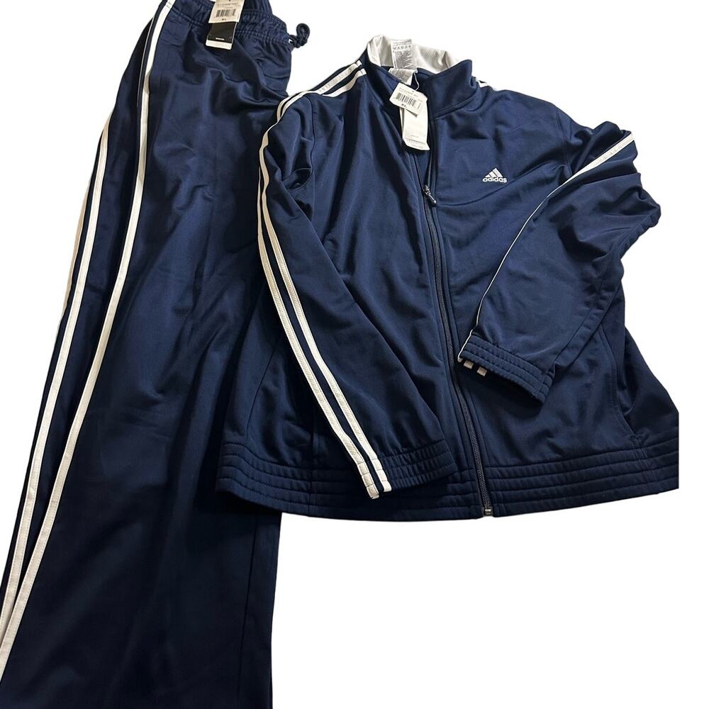 Women XL Adidas Navy Blue Stripe Tracksuit Tracksuit Jacket coat pants
